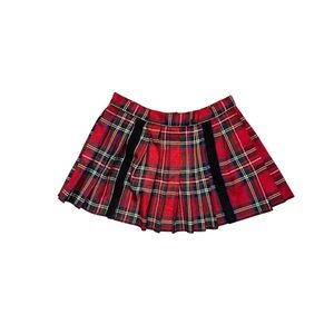 DOLLS KILL Red Plaid Mini Skirt
